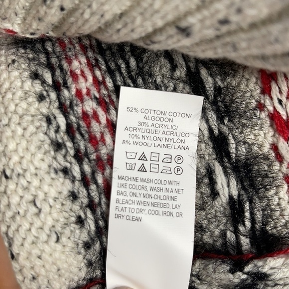 Nwot Lucky Brand Beige Fair Isle Cotton Wool blend Sweater - Picture 6 of 6